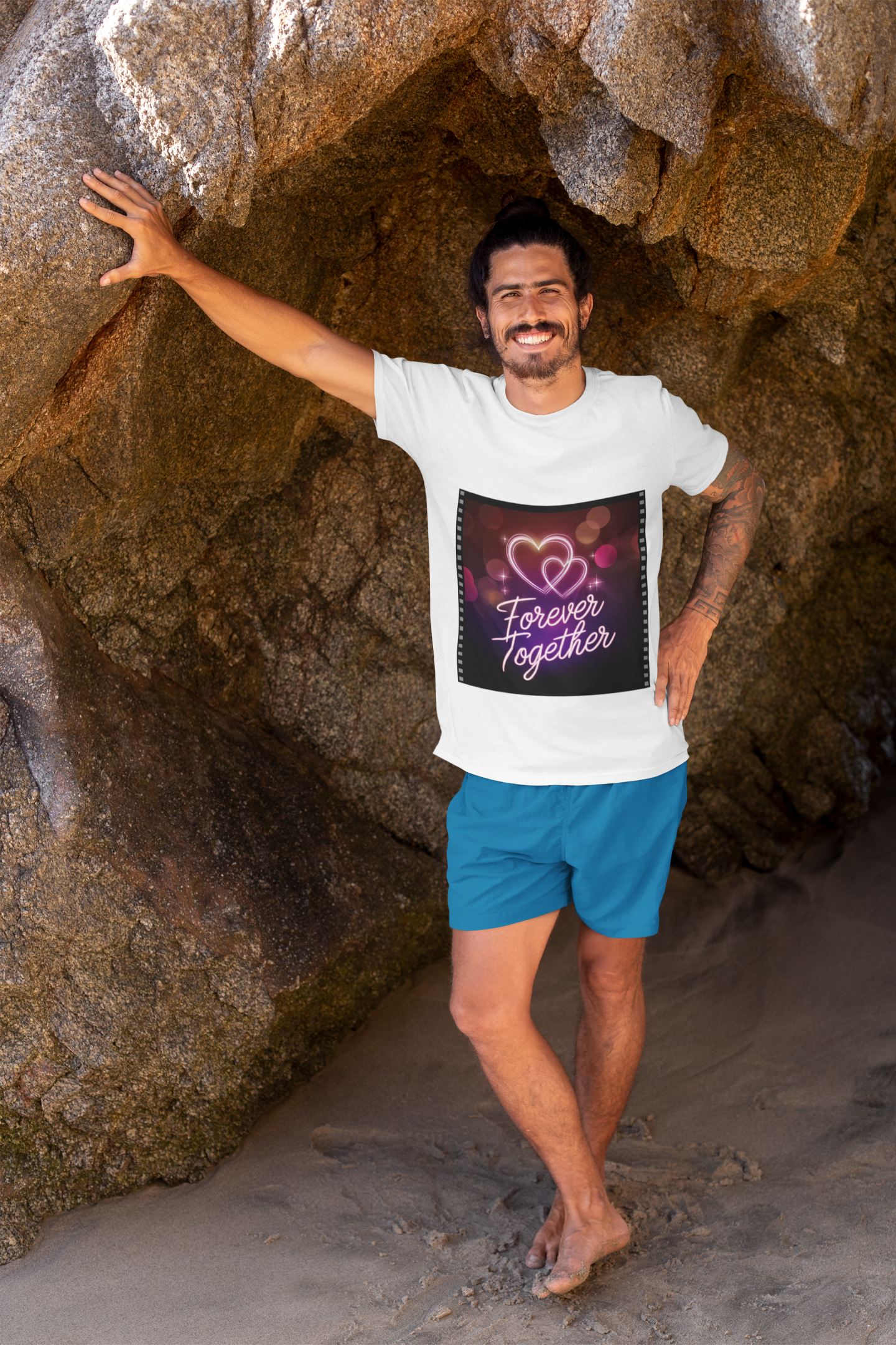 Forever Together T-shirt | Neon Love Hearts Design | Romantic Couple Gift | Anniversary Matching Tee | Wedding Quote Shirt