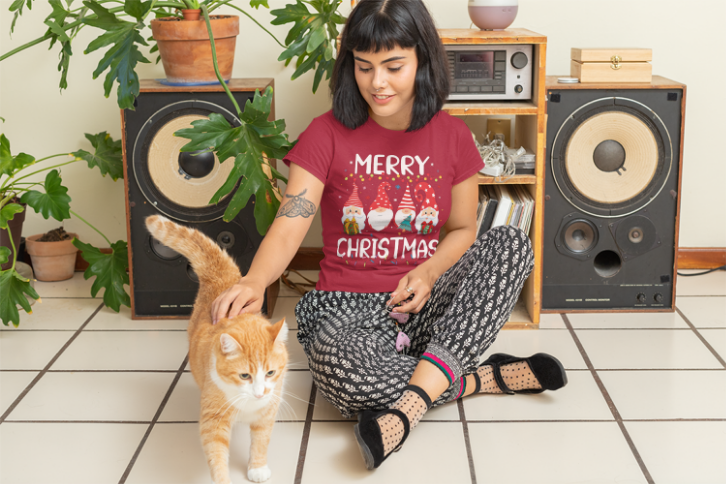 Christmas Gnomes T-Shirt | Festive Nordic Gnomies | Holiday Lights Design | Unisex Garment-Dyed T-shirt | Christmas gift | Merry Christmas