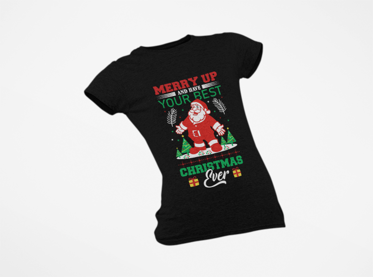 Merry Up Christmas T-Shirt | Best Holiday Ever Design | Funny Santa Tee | Festive Party Shirt | Unisex Jersey Short Sleeve Tee