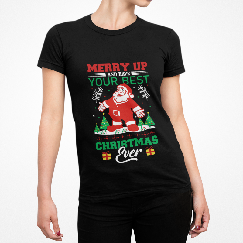 Merry Up Christmas T-Shirt | Best Holiday Ever Design | Funny Santa Tee | Festive Party Shirt | Unisex Jersey Short Sleeve Tee