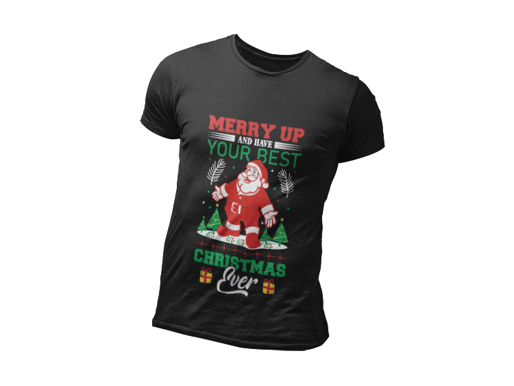Merry Up Christmas T-Shirt | Best Holiday Ever Design | Funny Santa Tee | Festive Party Shirt | Unisex Jersey Short Sleeve Tee