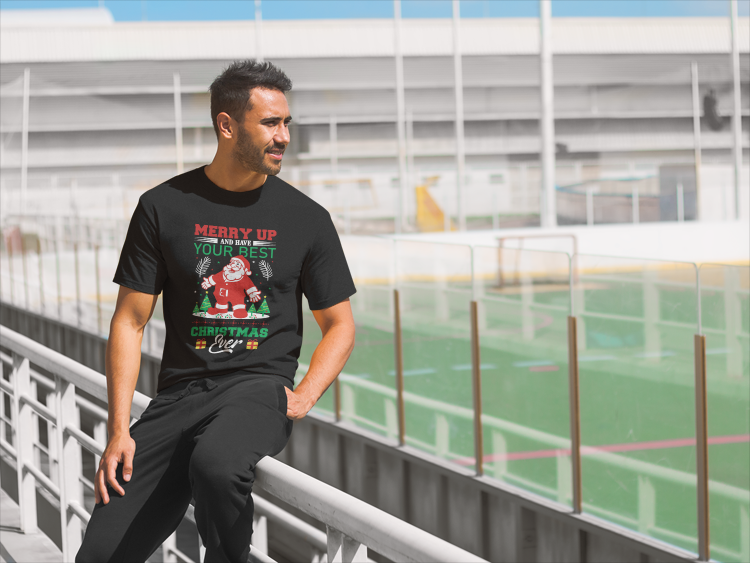 Merry Up Christmas T-Shirt | Best Holiday Ever Design | Funny Santa Tee | Festive Party Shirt | Unisex Jersey Short Sleeve Tee