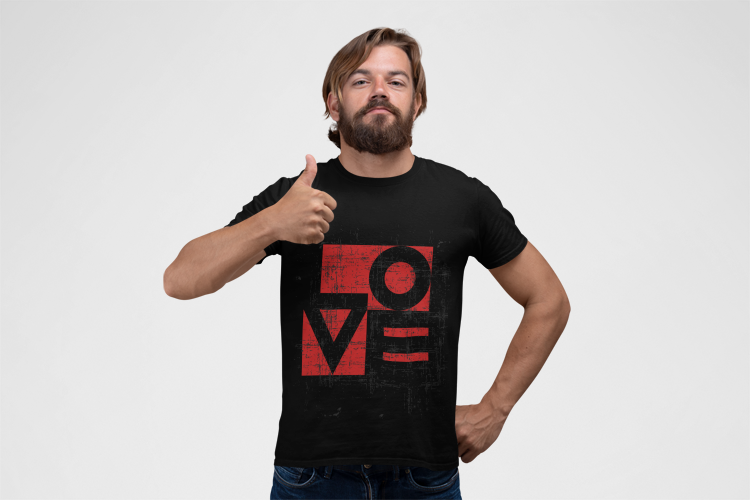 Love Typography T-Shirt | Geometric Modern Design | Minimalist Valentine | Distressed Red Art | Statement Tee | Unisex t-shirt | Love Design