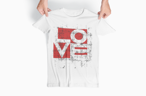 Love Typography T-Shirt | Geometric Modern Design | Minimalist Valentine | Distressed Red Art | Statement Tee | Unisex t-shirt | Love Design