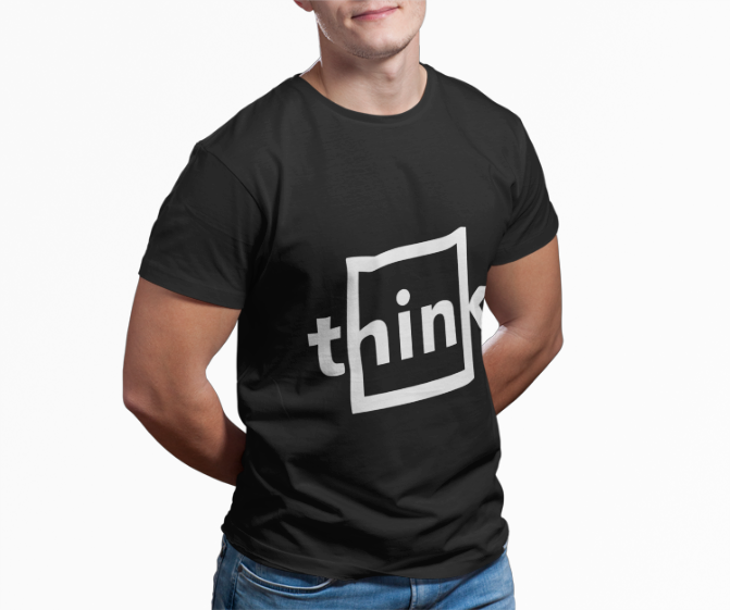 Think Minimalist T-Shirt | Modern Philosophy Design | Mindful Typography Tee | Intellectual Statement Shirt | Geometric Thought Art