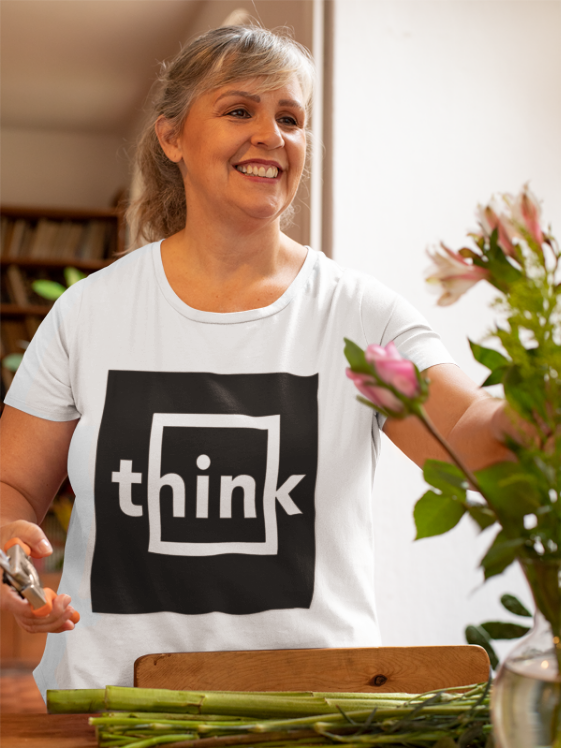 Think Minimalist T-Shirt | Modern Philosophy Design | Mindful Typography Tee | Intellectual Statement Shirt | Geometric Thought Art