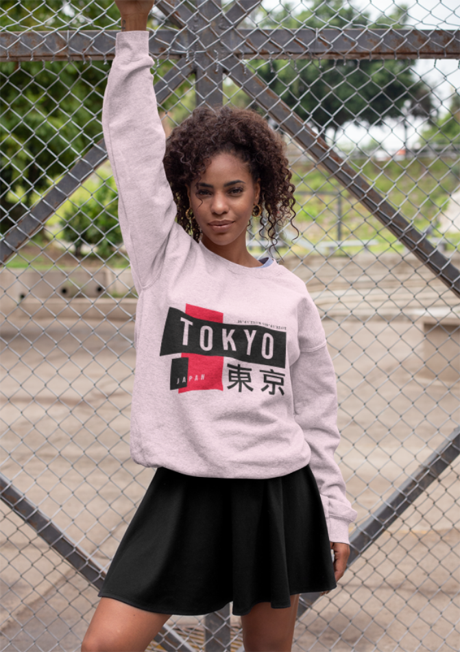 Tokyo Coordinates Sweatshirt | Japanese Kanji Street Style | Urban Japan Fashion | Minimalist Tokyo Design | Geometric City Art | Unisex
