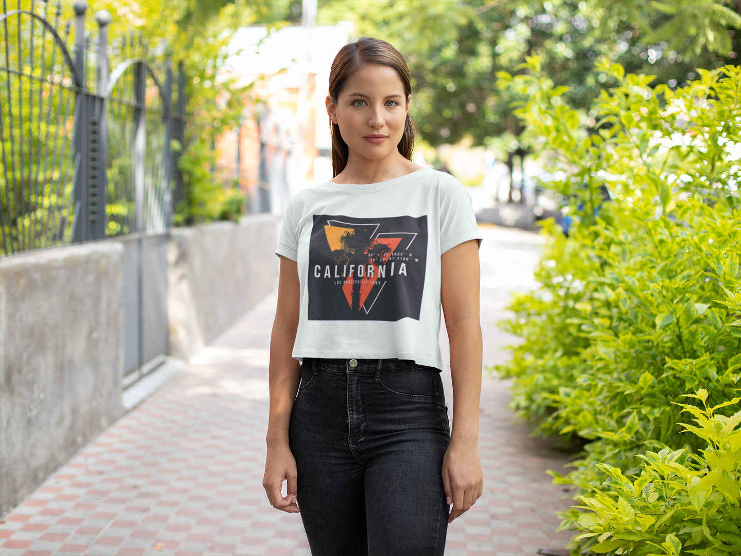 California Los Angeles T-Shirt | Vintage Palm Tree | Retro LA Coordinates | 1983 Beach Vibes | Sunset Geometric Design | West Coast Style