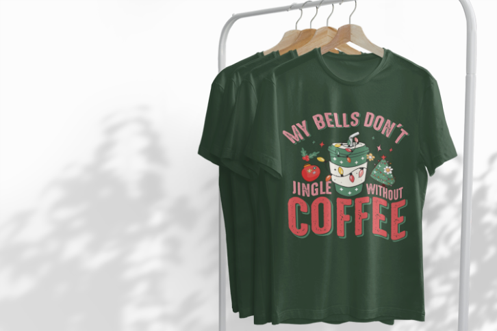 Coffee Christmas T-Shirt | Holiday Coffee Lover Gift | Funny Christmas Coffee Tee | Barista Holiday | Jingle Bells Coffee | Unisex T-shirt