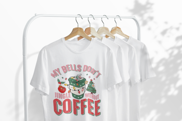 Coffee Christmas T-Shirt | Holiday Coffee Lover Gift | Funny Christmas Coffee Tee | Barista Holiday | Jingle Bells Coffee | Unisex T-shirt