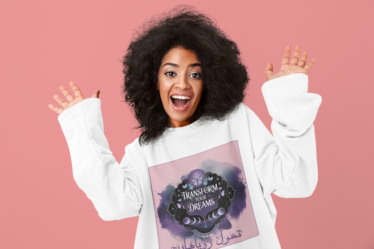 Transform Your Dreams | Persian English Moon Phase Art | Butterfly Transformation Design | Spiritual T-shirt Design | Moon and Butterfly