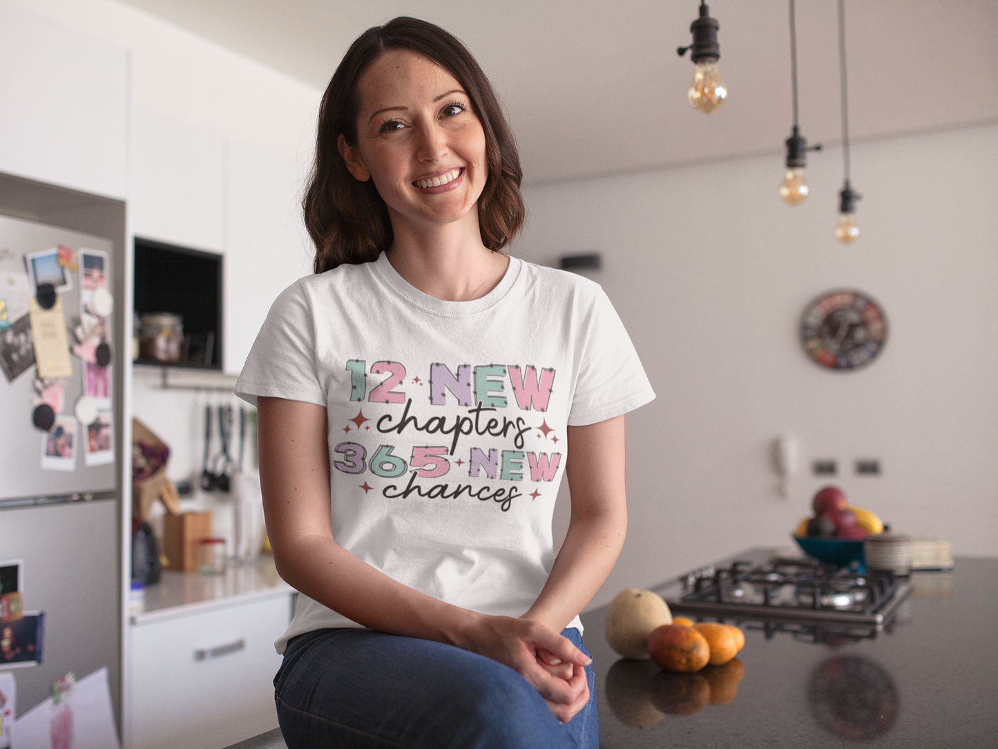 New Year | 12 New Chapters 365 New Chances | Motivational Quote Design | Timeless Style Shirt | Pastel Colors | Inspirational Design