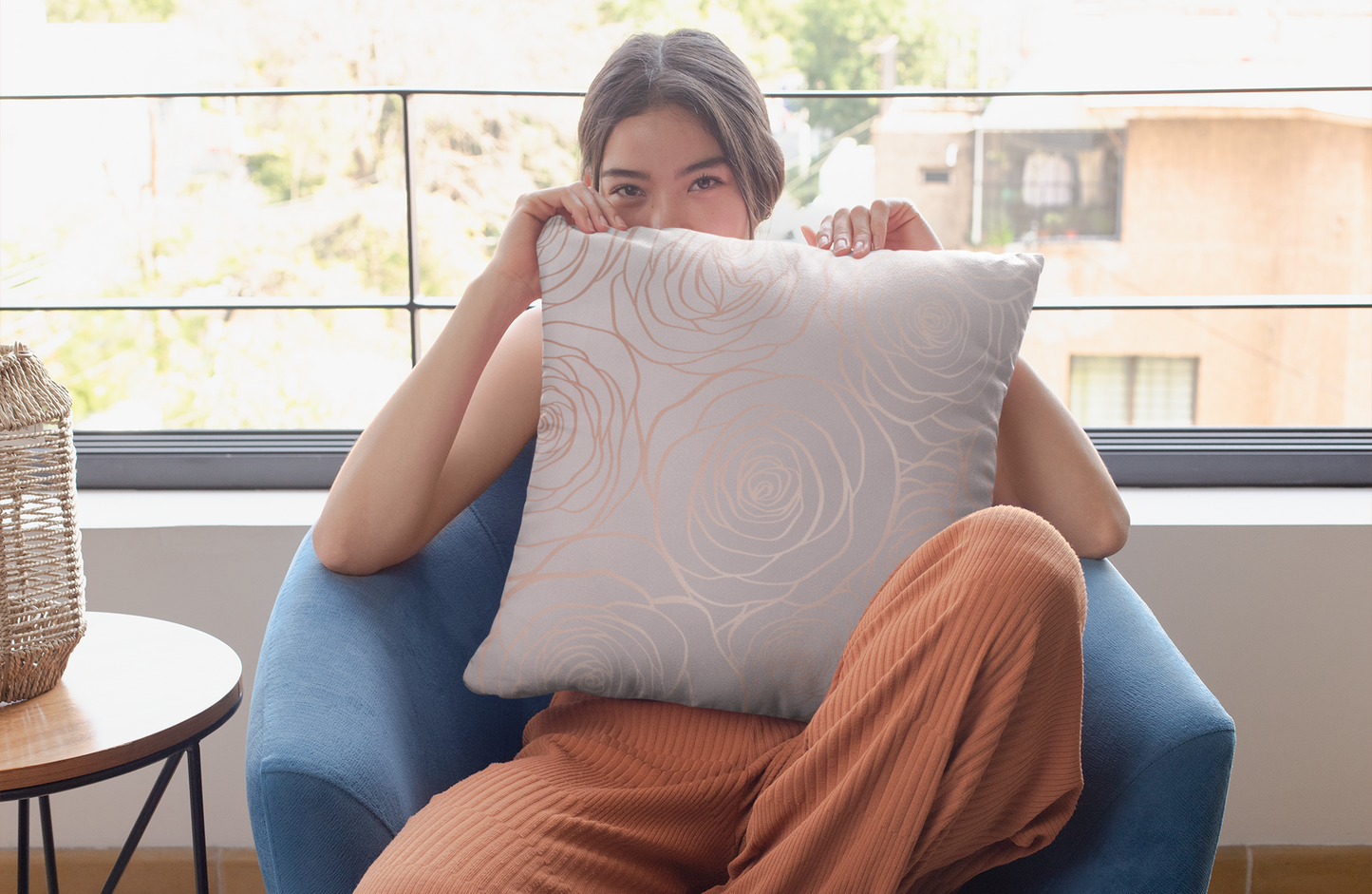 Rose Gold Floral Pillow | Blush Pink Throw Pillow | Modern Rose Pattern | Elegant Home Decor | Spun Polyester Square Pillow