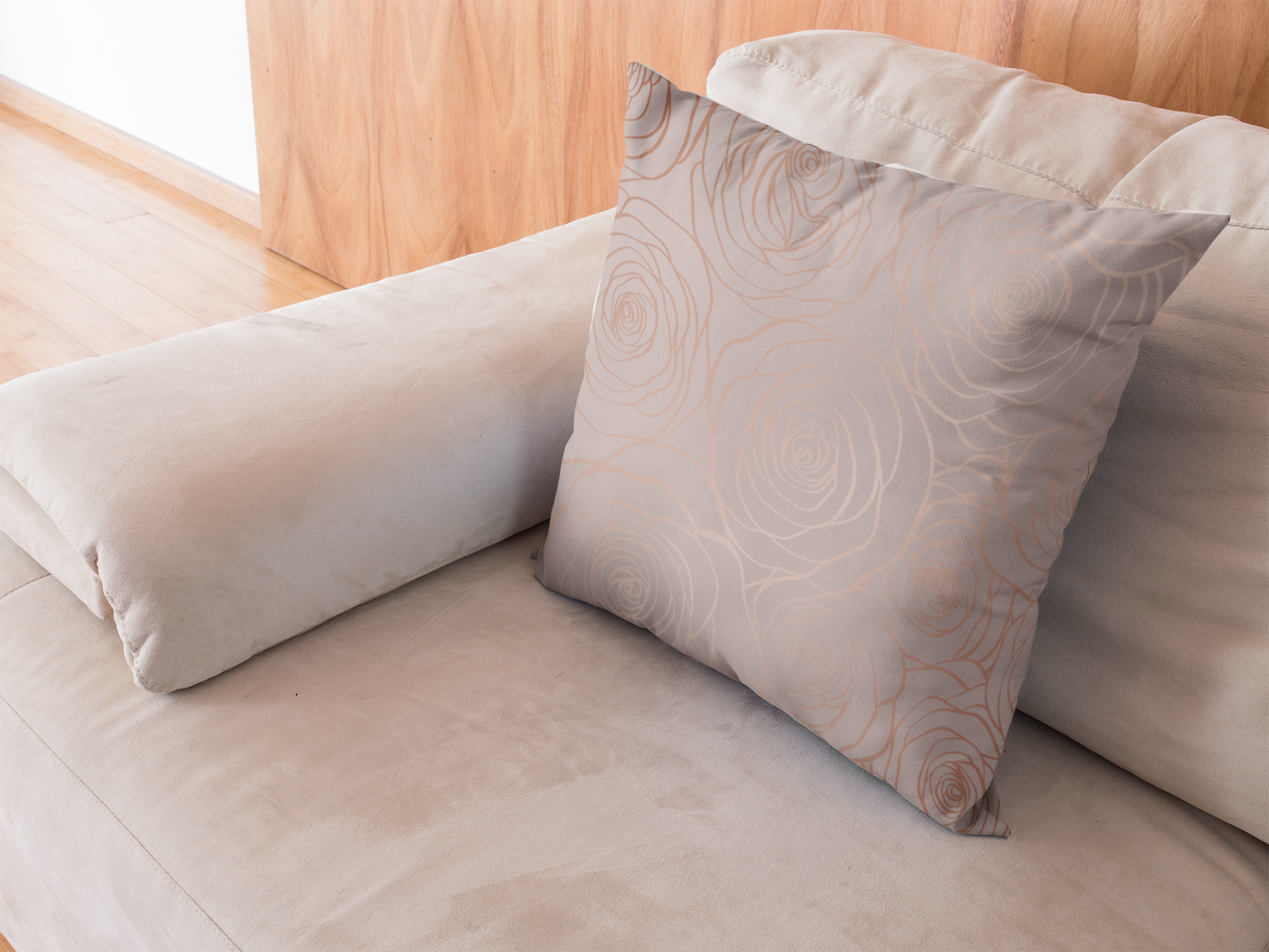 Rose Gold Floral Pillow | Blush Pink Throw Pillow | Modern Rose Pattern | Elegant Home Decor | Spun Polyester Square Pillow
