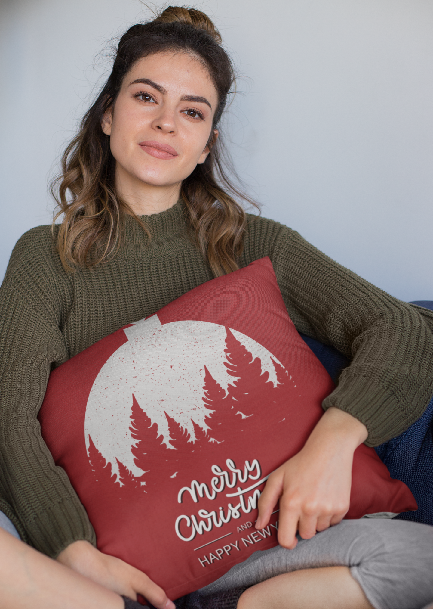 Christmas Ornament Pillow | Winter Forest Throw Pillow | Holiday Home Decor | Festive Cushion | Spun Polyester Square Pillow