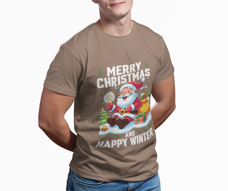 Jolly Santa Christmas T-Shirt | Happy Winter Holiday Design | Cute Santa Claus with Gifts | Festive Christmas Tree Tee | Unisex T-shirt