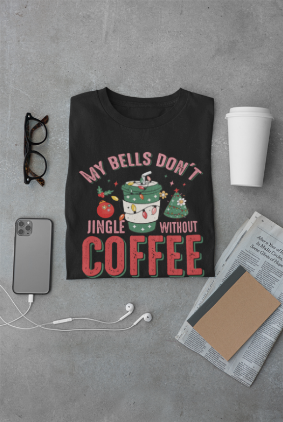 Coffee Christmas T-Shirt | Holiday Coffee Lover Gift | Funny Christmas Coffee Tee | Barista Holiday | Jingle Bells Coffee | Unisex T-shirt