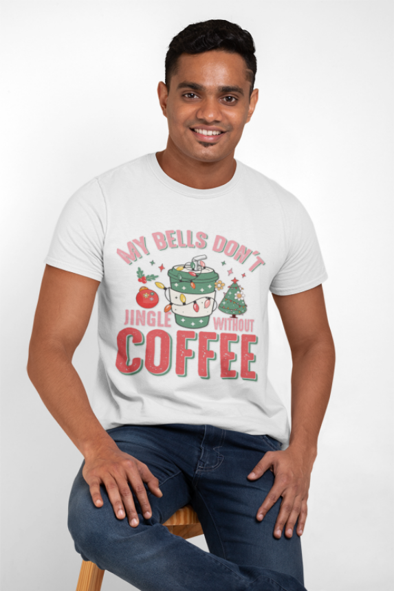 Coffee Christmas T-Shirt | Holiday Coffee Lover Gift | Funny Christmas Coffee Tee | Barista Holiday | Jingle Bells Coffee | Unisex T-shirt