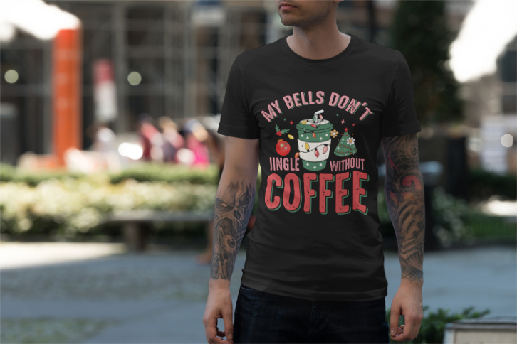 Coffee Christmas T-Shirt | Holiday Coffee Lover Gift | Funny Christmas Coffee Tee | Barista Holiday | Jingle Bells Coffee | Unisex T-shirt