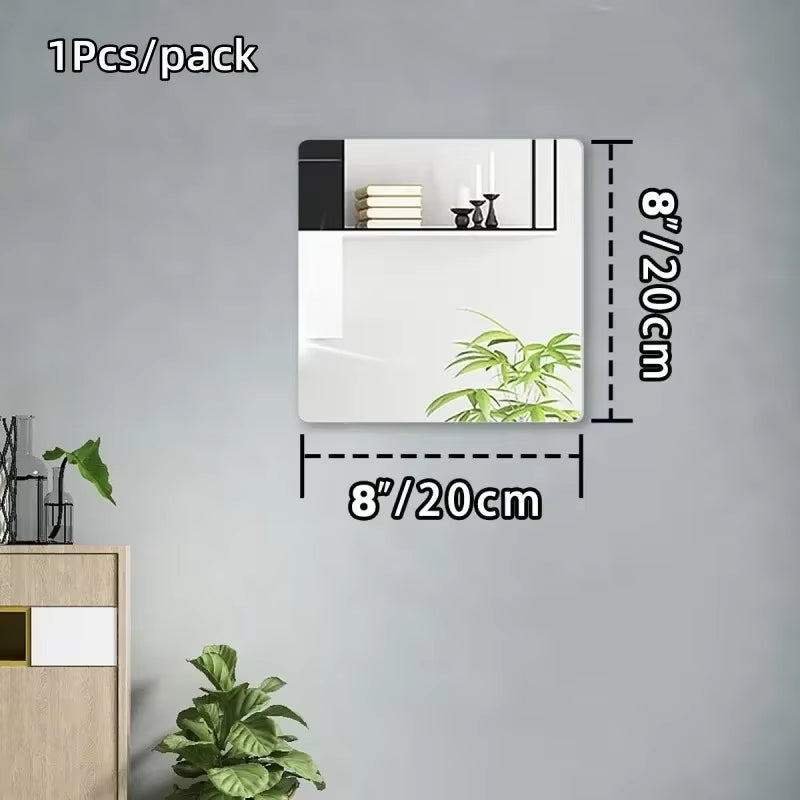 HD Anti-Fog Self-Adhesive Full-Length Wall Mirror Tiles - Shatterproof Non-Glass Safety Mirror Sheets, 2MM Thickness