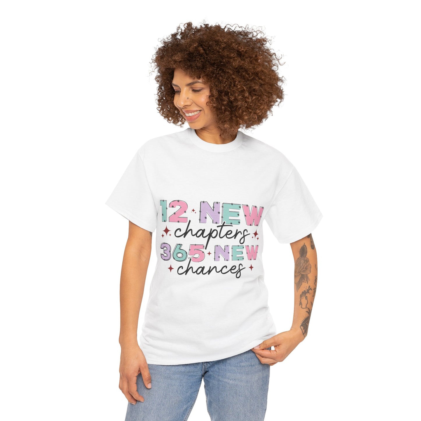 New Year | 12 New Chapters 365 New Chances | Motivational Quote Design | Timeless Style Shirt | Pastel Colors | Inspirational Design