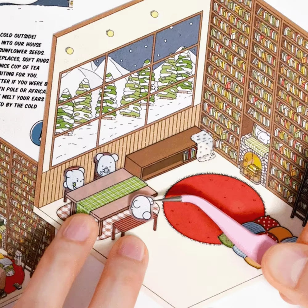 DIY 3D Puzzles Sticker 3D Miniature House Stacked Laundry Fireworks Display Scene Ledger Decorative Gift Sticker