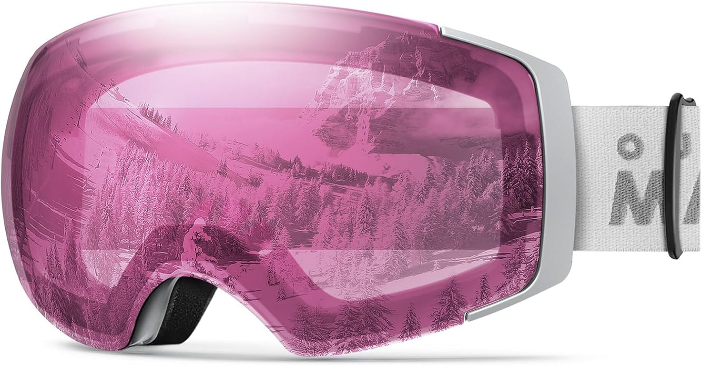 Outdoormaster PRO Unisex Ski Goggles with Interchangeable Lenses - 100% UV Protection, Anti-Fog Design for Adults and Kids, Perfect for Glasses Wearers!
