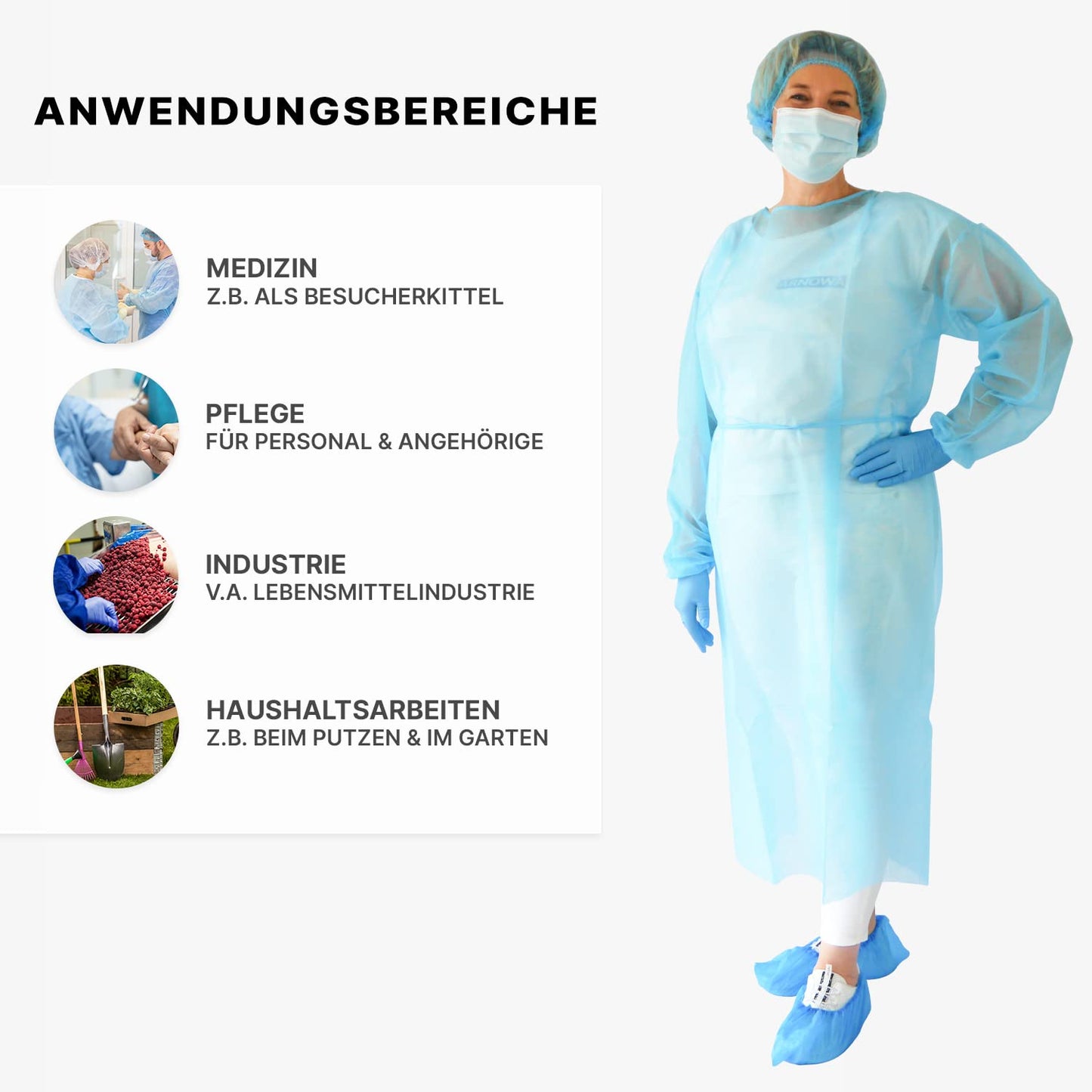 100 Stück ARNOMED Einweg OP Kittel - Grüner Schutzkittel in Größe M (115x137 cm) aus PP-Vlies, 23 g/m², ideal für Patientenschutz