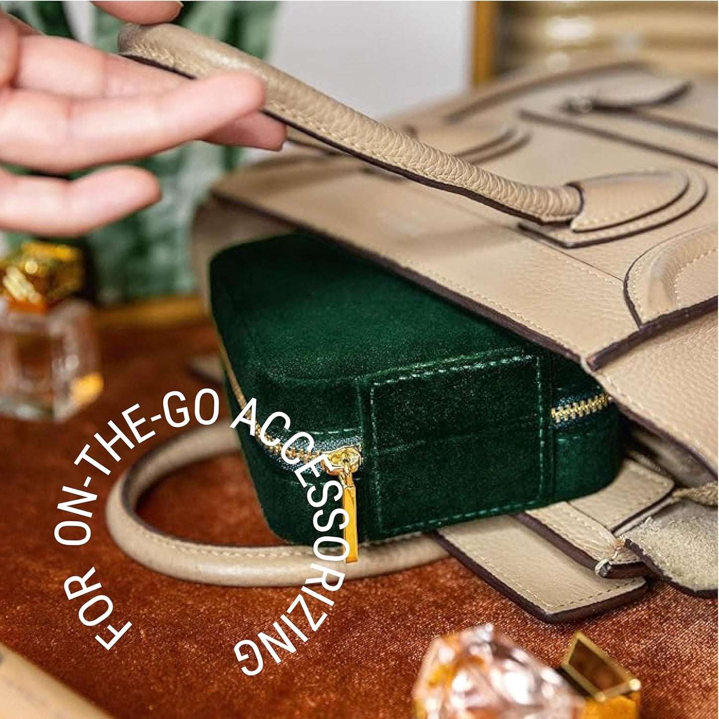 Plush Velvet Jewelry Box | Travel Jewelry Case Organizer with Mirror | Featured in Oprah'S Favorite Things | Best Gifts for Daughter, Girlfriend, Mom | Gifts for Her - Emerald