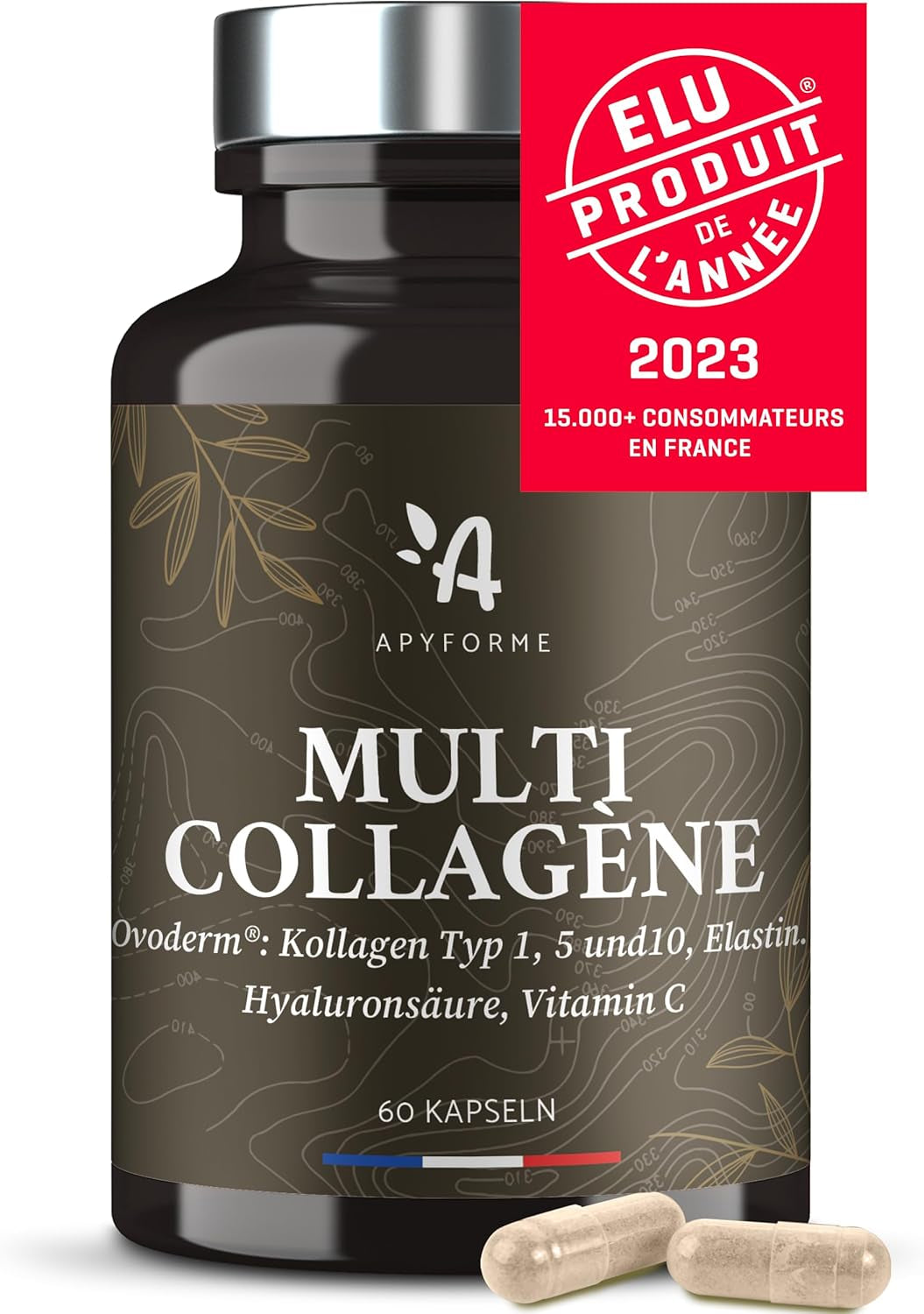 - Patentiertes Kollagen + Hyaluronsäure - Produkt Des Jahres 2023-3 Patente Und 16 Klinische Studien - 2-Monats-Kur - 60 Kapseln - Multi Collagène