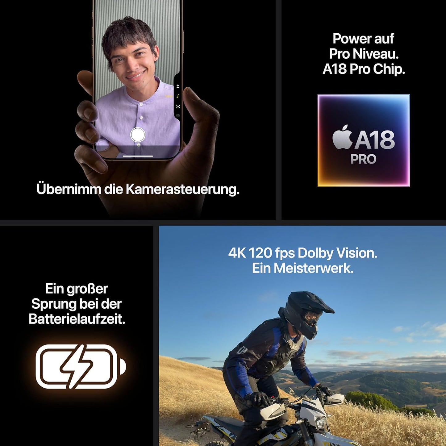Apple iPhone 16 Pro (256GB, Titan Wüstensand) – 5G, 4K Dolby Vision, Kamerasteuerung & längere Batterielaufzeit
