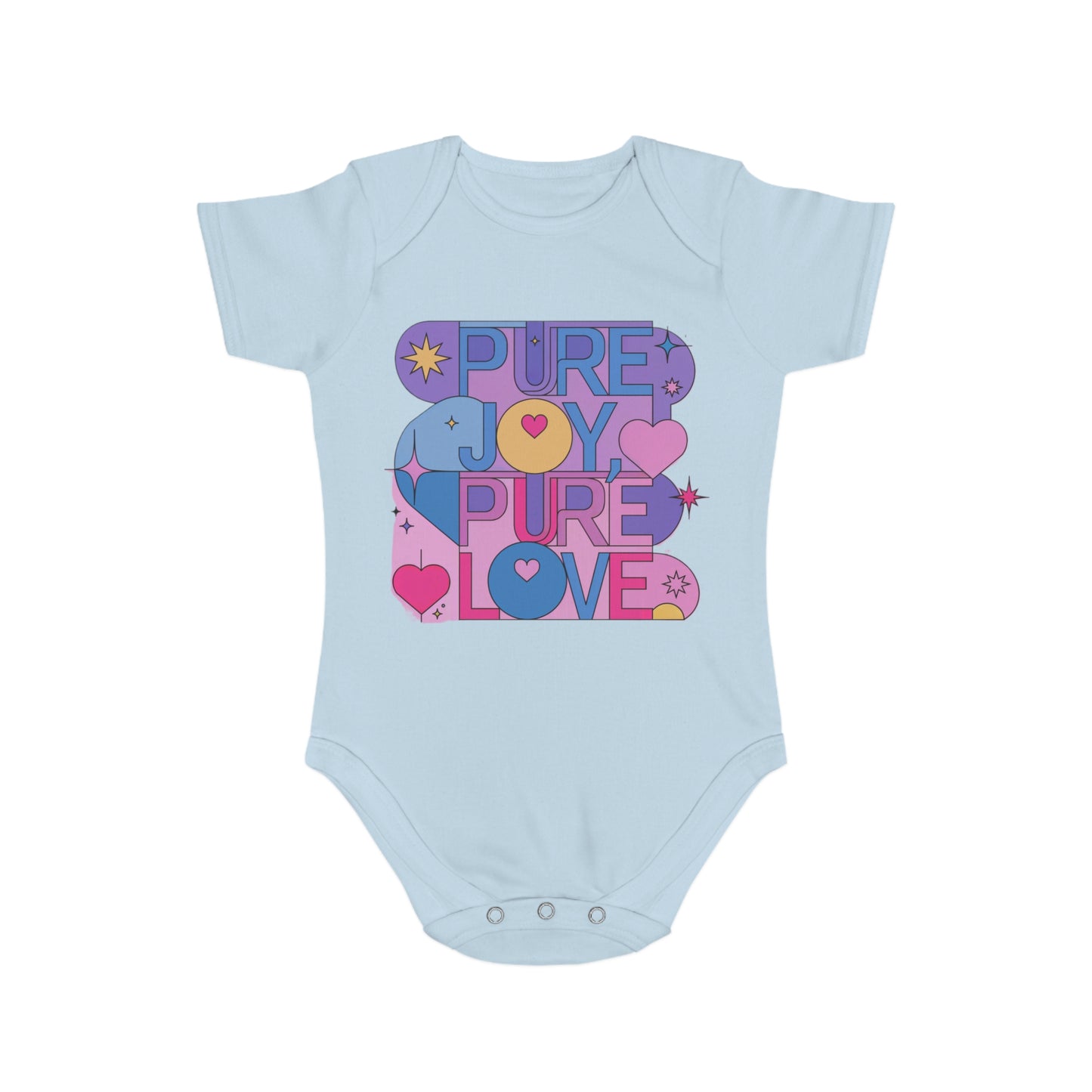 Pure Joy Pure Love T-shirt | Retro Typography Art | Positive Quote Tee | Colorful Love Design | Modern Heart Shirt | Short Sleeve