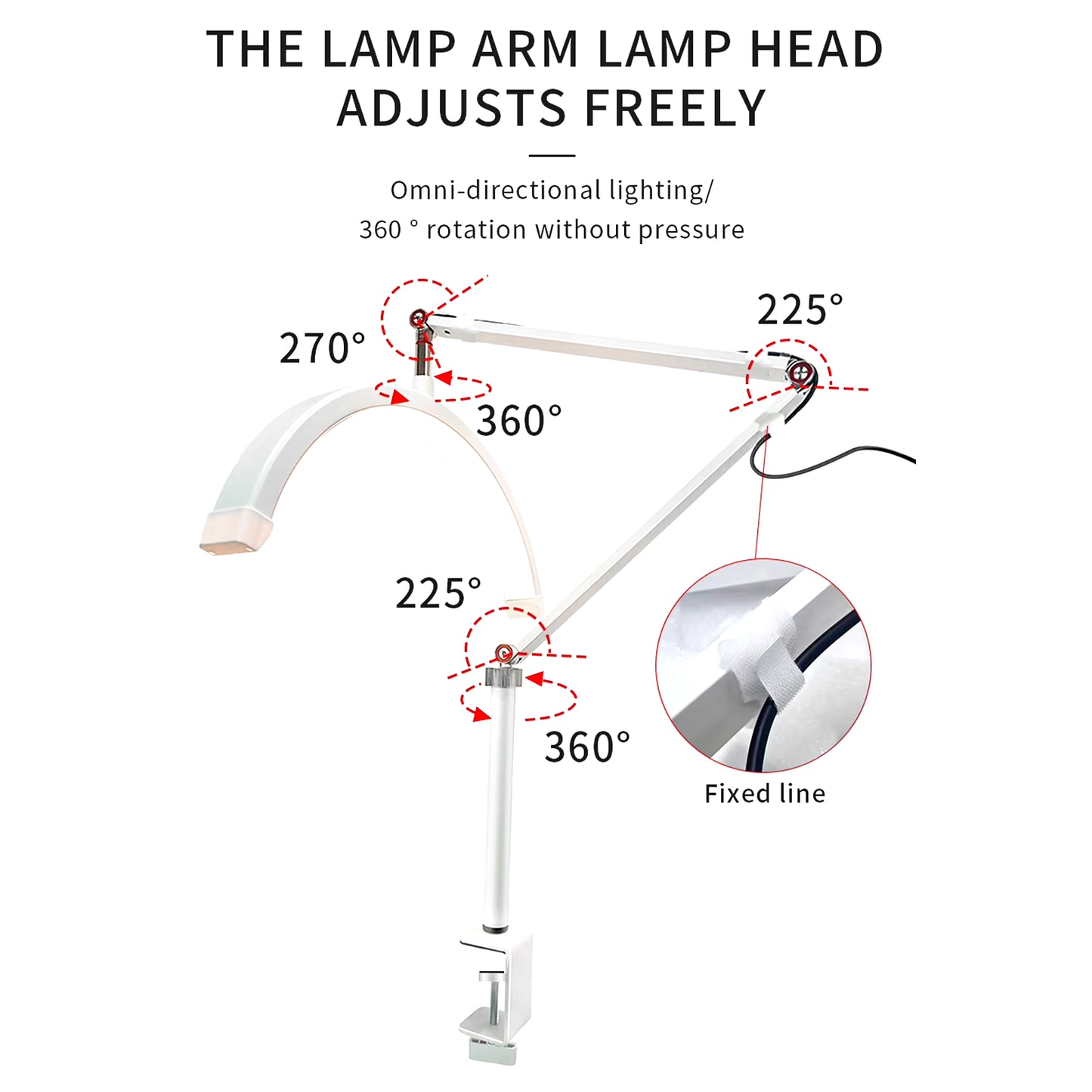 HD-M3X Desktop LED Video Light Half-Moon Fill Light 3000K-6000K C-Clamp for Beauty Salon Makeup Live Streaming Bedside