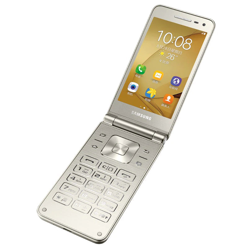 Original Samsung Galaxy Folder G1600(2016) 3.8 Inch Quad Core 2GB RAM 16GB ROM Dual SIM 1.4Ghz LTE Flip Unlocked Mobile Phone