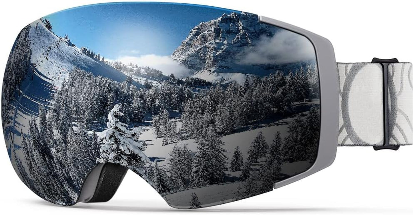 Outdoormaster PRO Unisex Ski Goggles - 100% UV Protection, Anti-Fog, Interchangeable Lenses - Perfect for Men, Women, Kids, and Glasses Wearers