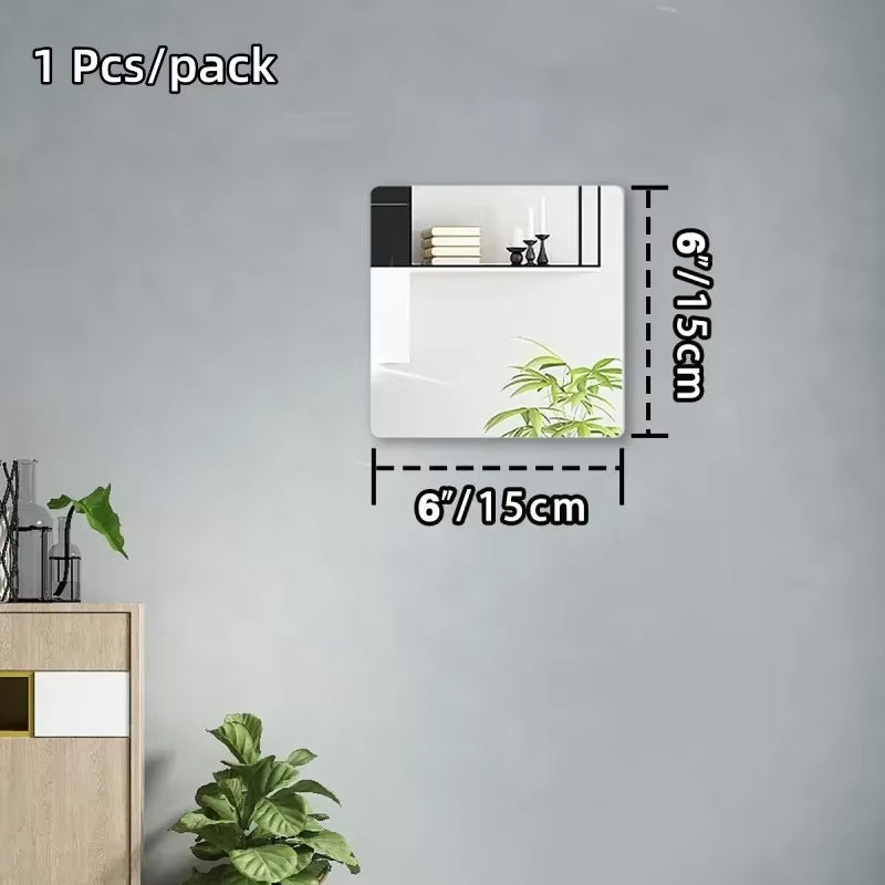 HD Anti-Fog Self-Adhesive Full-Length Wall Mirror Tiles - Shatterproof Non-Glass Safety Mirror Sheets, 2MM Thickness