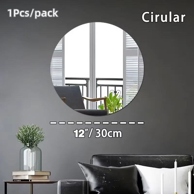 HD Anti-Fog Self-Adhesive Full-Length Wall Mirror Tiles - Shatterproof Non-Glass Safety Mirror Sheets, 2MM Thickness