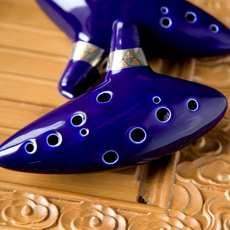 Ceramic 12-Hole Flute in C Key with Color Box, Protective Pouch, Stand, and English Instruction Manual