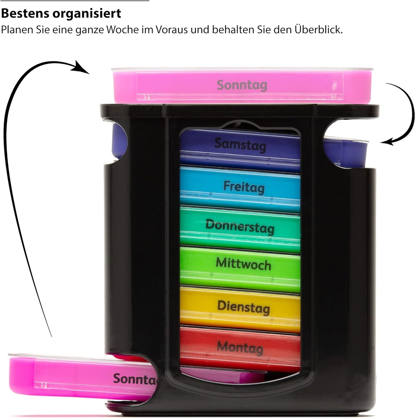Foubiss Tablettenbox - BPA Frei - Medikamentenbox Mit 7 Tage 4 FΓ€cher - Pillendose Perfekt FΓΌr Unterwegs - Seniorenfreundliche Pillenbox - Tablettendose Morgens ,Mittags Oder Abends