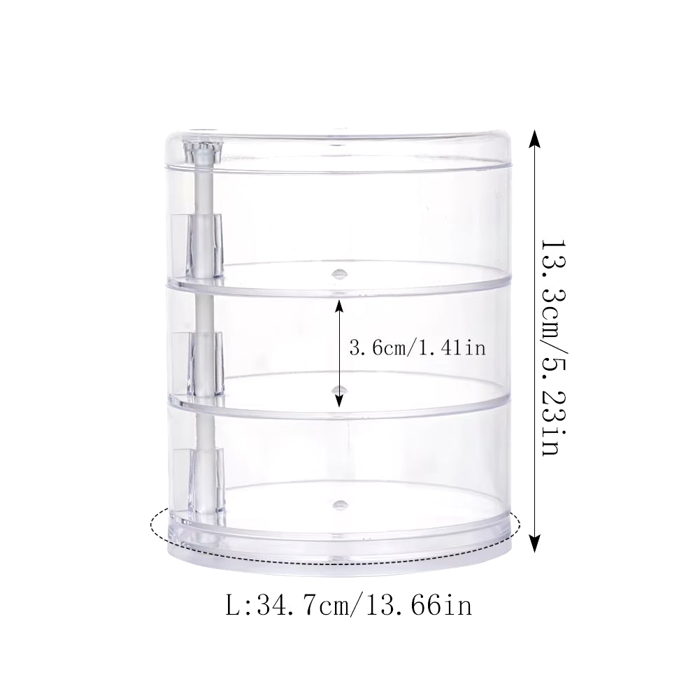 Rotating Jewelry and Makeup Storage Organizer with Cover - Round Plastic Display Rack for Bracelets and Earrings