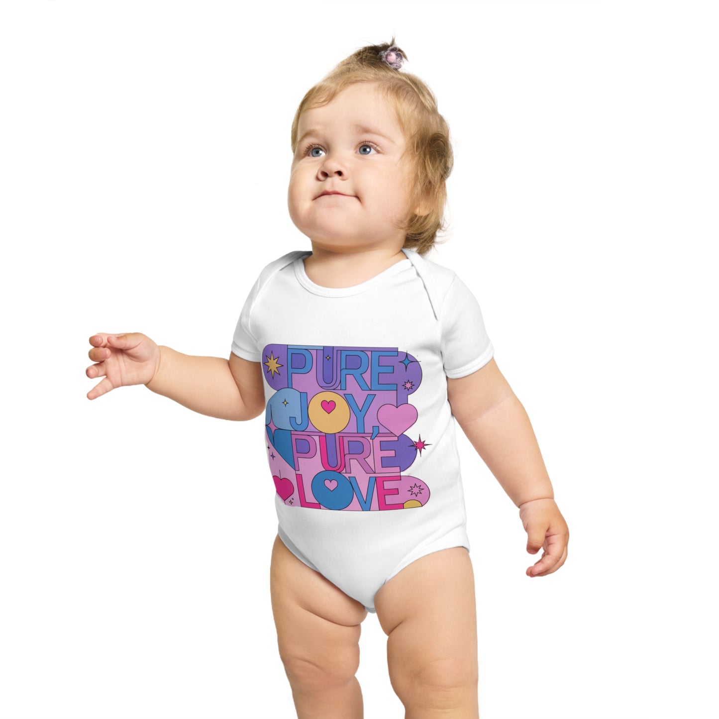 Pure Joy Pure Love T-shirt | Retro Typography Art | Positive Quote Tee | Colorful Love Design | Modern Heart Shirt | Short Sleeve