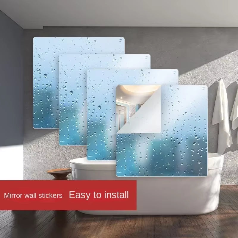 HD Anti-Fog Self-Adhesive Full-Length Wall Mirror Tiles - Shatterproof Non-Glass Safety Mirror Sheets, 2MM Thickness