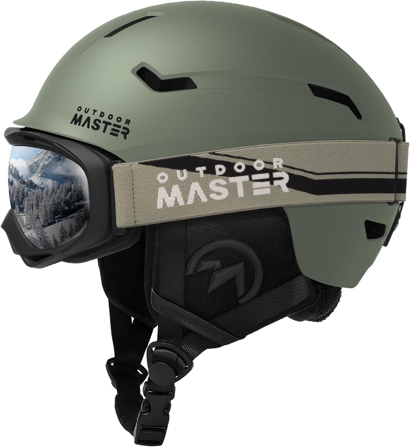 Outdoormaster Skihelm-Set - Vielseitiger Snowboard-Helm mit Brille für Erwachsene - Optimaler Komfort mit 12 Belüftungsöffnungen - Perfekt für Männer, Frauen und Jugendliche