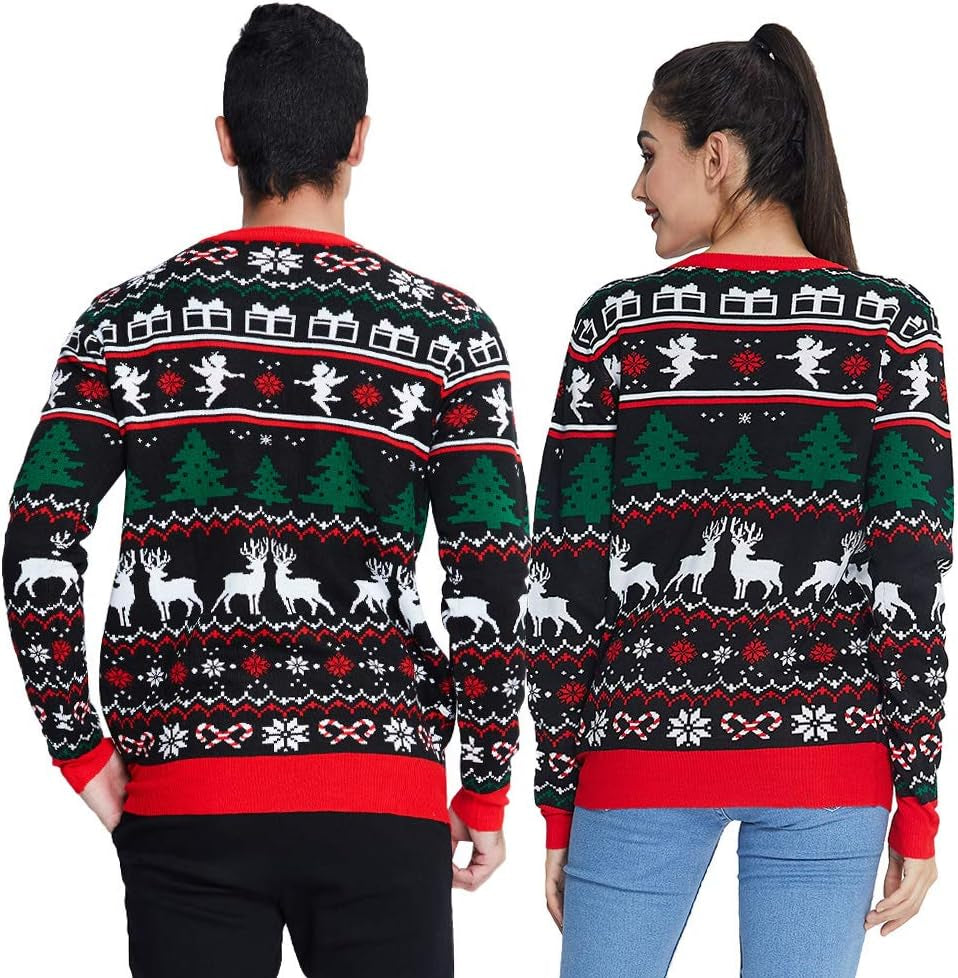 Freshhoodies Unisex Strickpullover Weihnachtspullover Mit LED Leuchten Neuheit Ugly Weihnachtspulli Sweater Pullover Für Damen Herren Weihnachtsparty S-2XL
