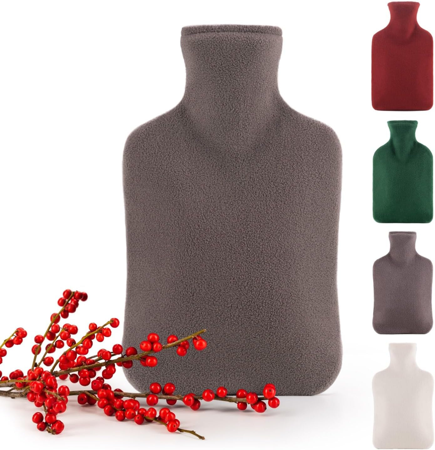 Blumtal Premium Wärmflasche Mit Bezug Aus Polar Fleece - Wärmeflasche Aus Naturkautschuk - Bettflasche Für Erwachsene - Hot Water Bag Luxus - Auslaufsichere Bettflasche - Weiche Bettflasche Grau