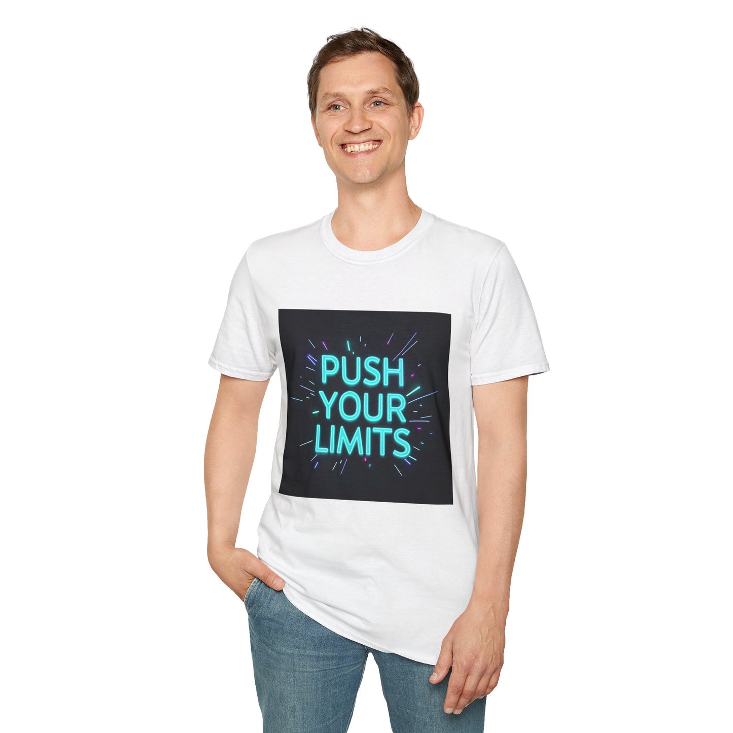 Push Your Limits T-shirt | Neon Motiverende Quote | Gym Workout Tee | Fitness Motivatie | Trainingsinspiratie