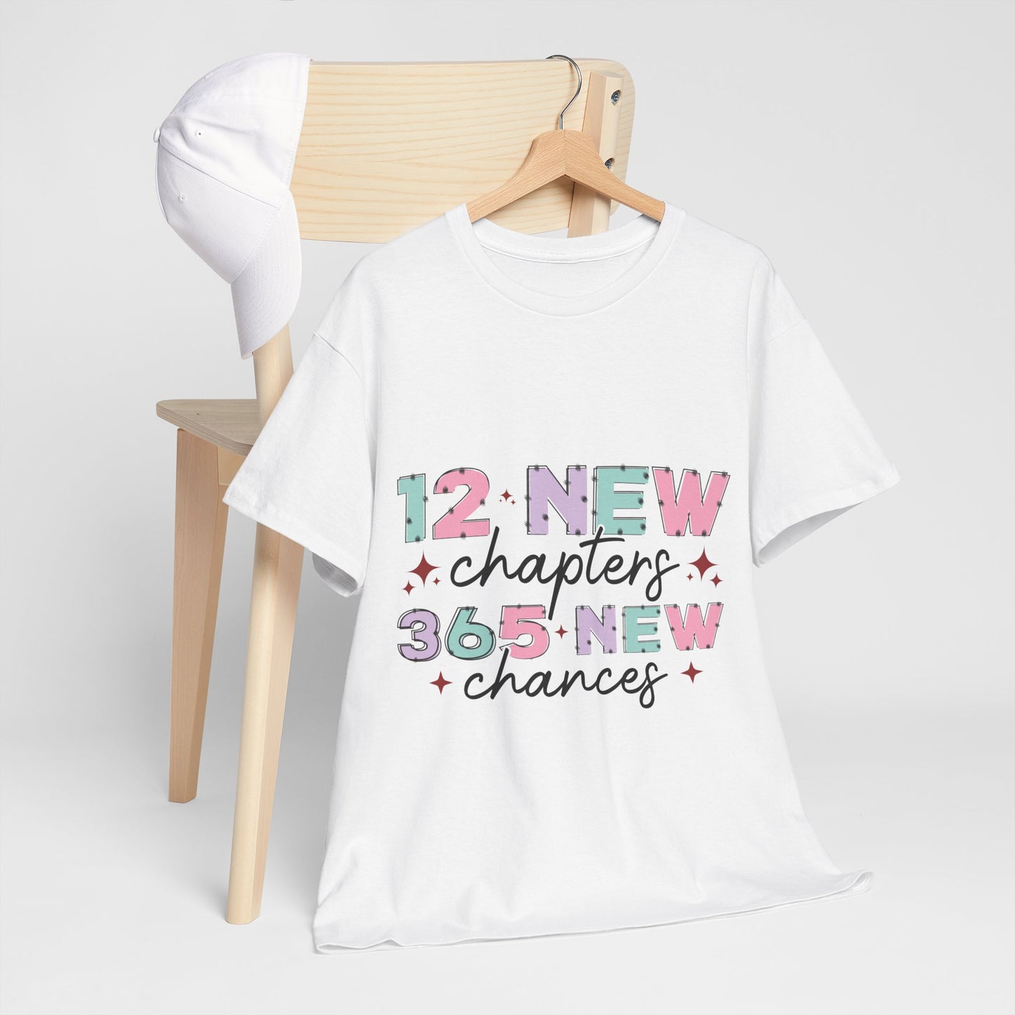 New Year | 12 New Chapters 365 New Chances | Motivational Quote Design | Timeless Style Shirt | Pastel Colors | Inspirational Design