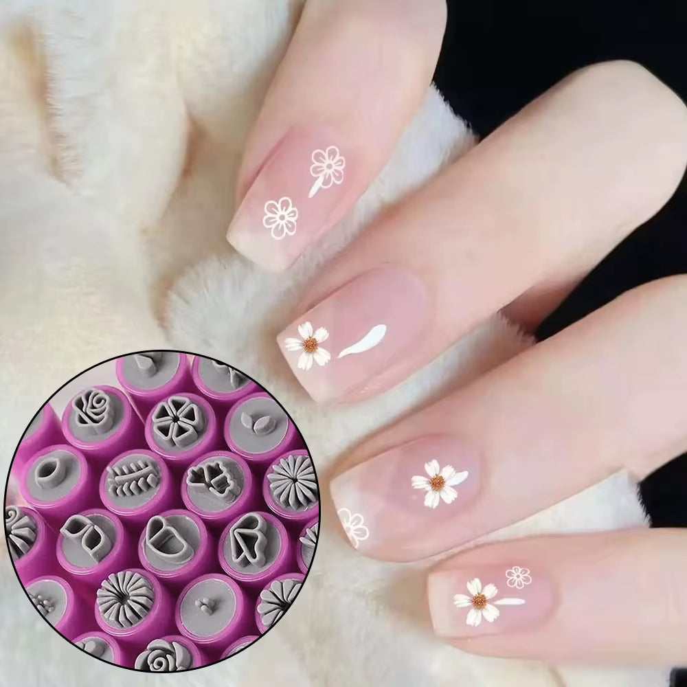 Professional Nail Art Stamp Pen Set - 9D Daisy, Star, Butterfly, and Heart Templates - 3/4/5/6/10 Pieces DIY Nail Painting Tools