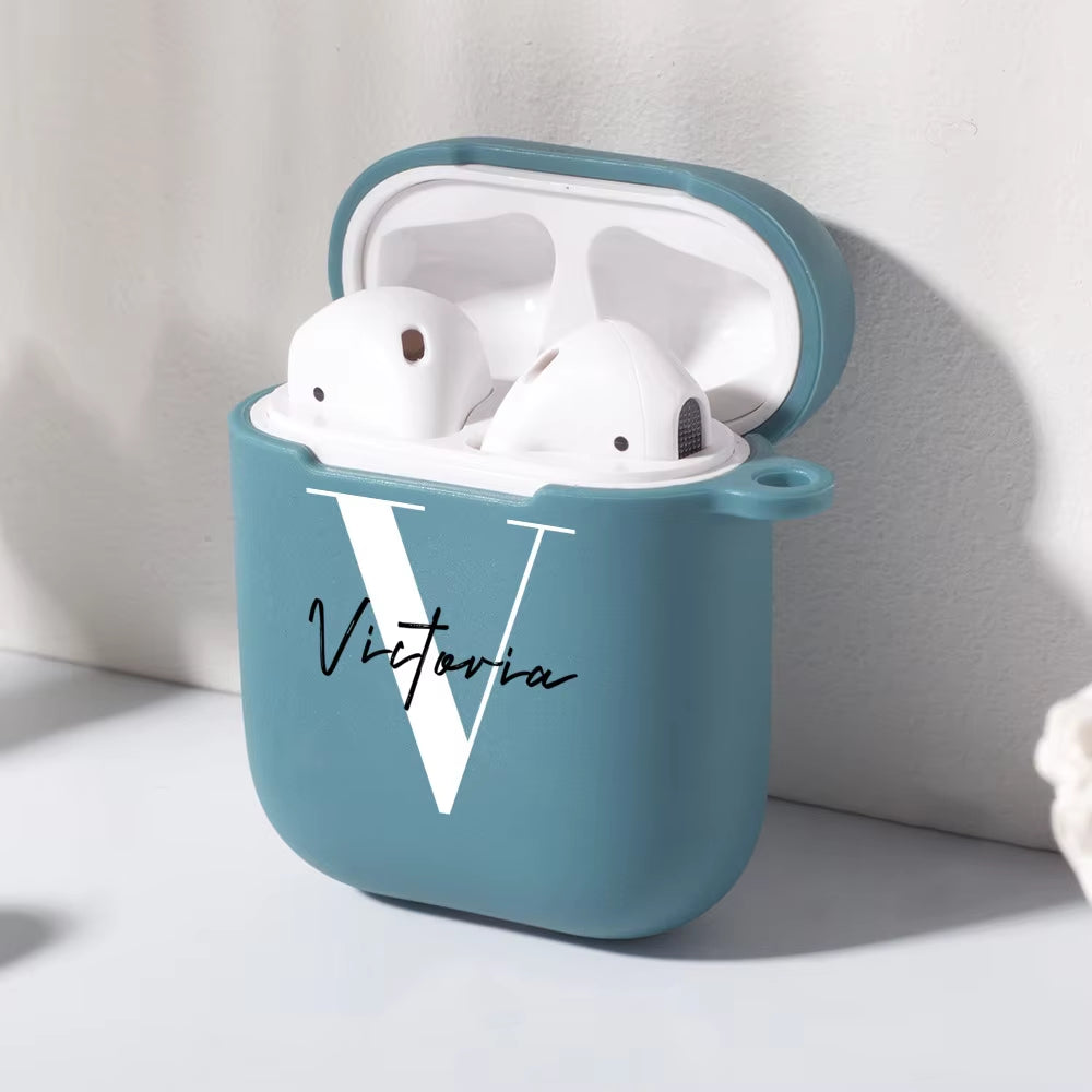 Customize for Airpods 2 Case Cute Name Initials Letter for Air Pod Silicone Luxury Cover Funda Airpods Case Earphone Accessories