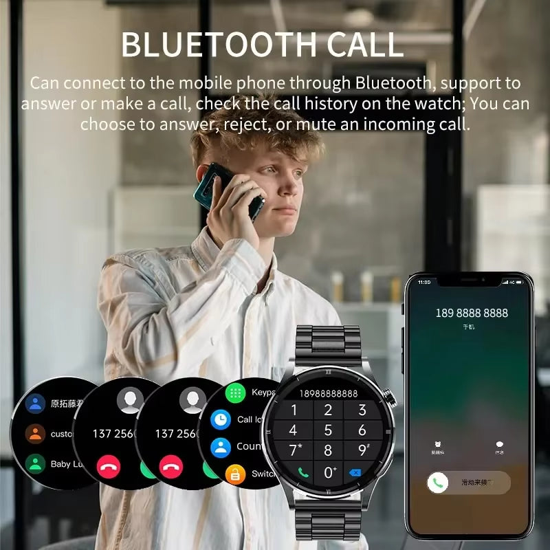 Watch for Men Smart Watch AMOLED HD Screen Body Temperature Detection Ai Smart Voice Smartwatch 2024 Bluetooth Call Clock